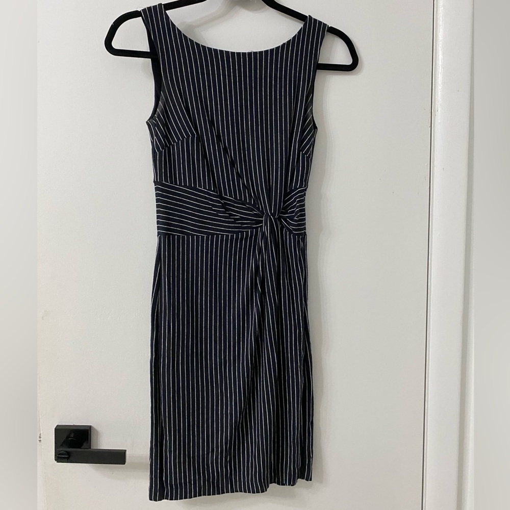 Striped Ann Taylor have and white dress